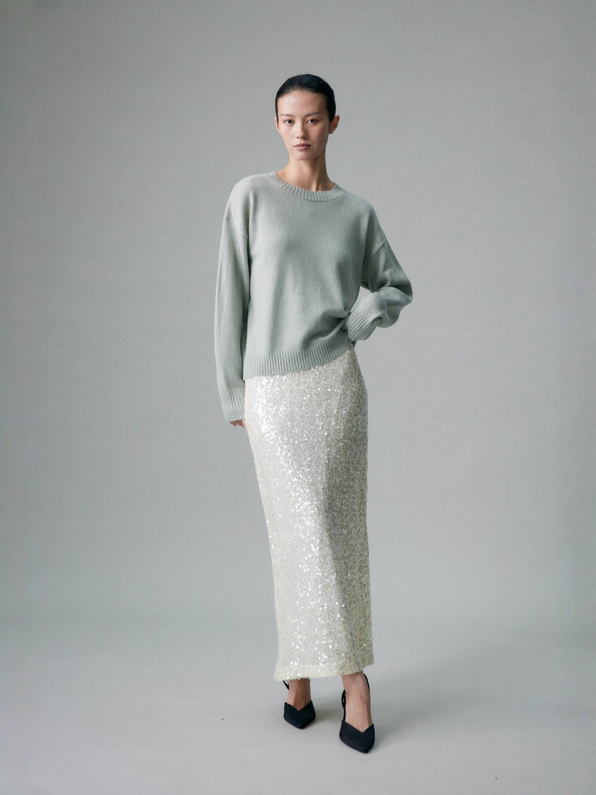 【黑标款】Jil S@nder版型M.oro羊毛羊绒纱线 鼠尾草绿女