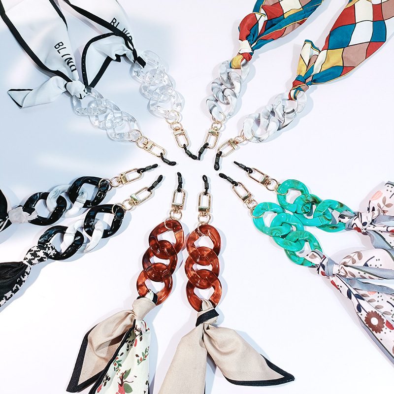 Explosions Silk Scarf Glasses Chain Acrylic Anti-shedding Glasses Chain Multi-use Neck Mask Chain S