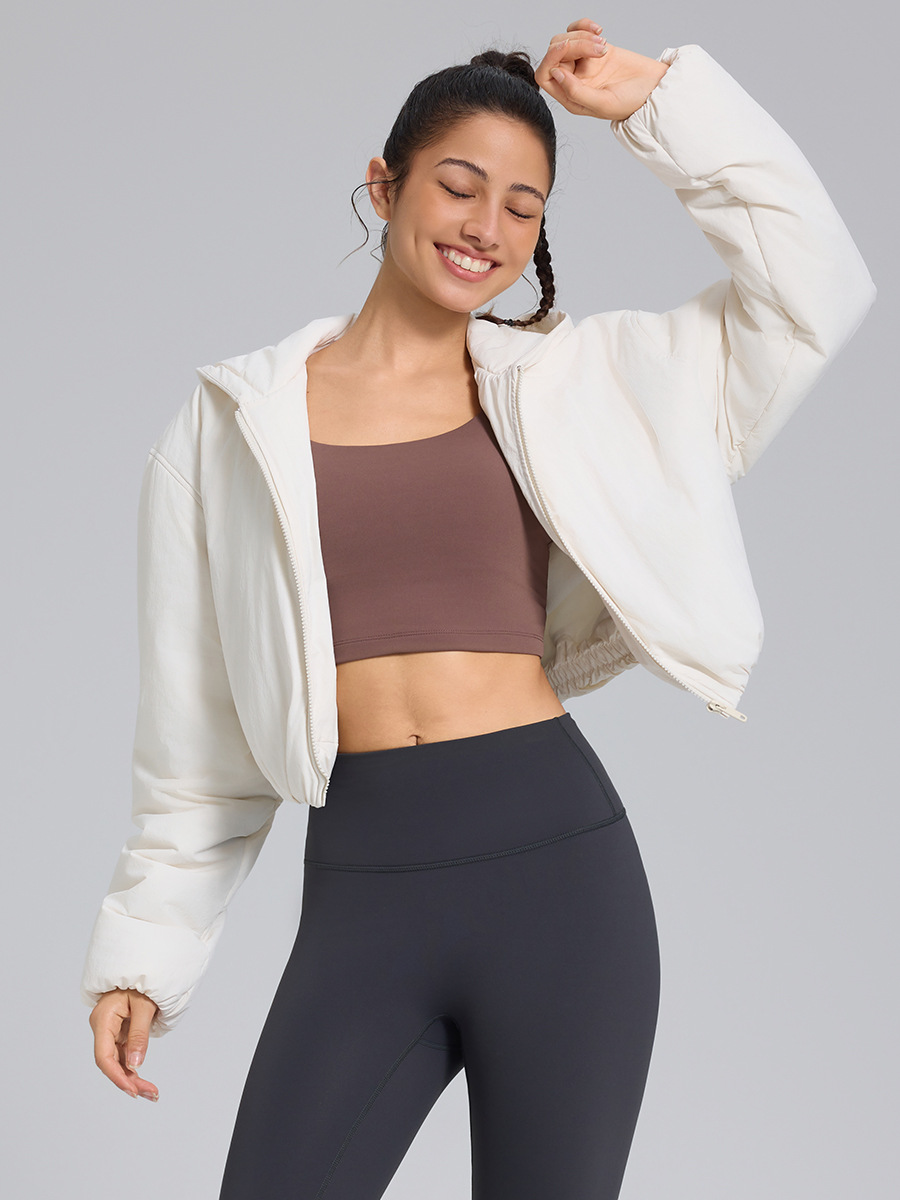 Alo休闲百搭减龄短款连帽棉服女秋宽松加绒夹棉运动外套上衣