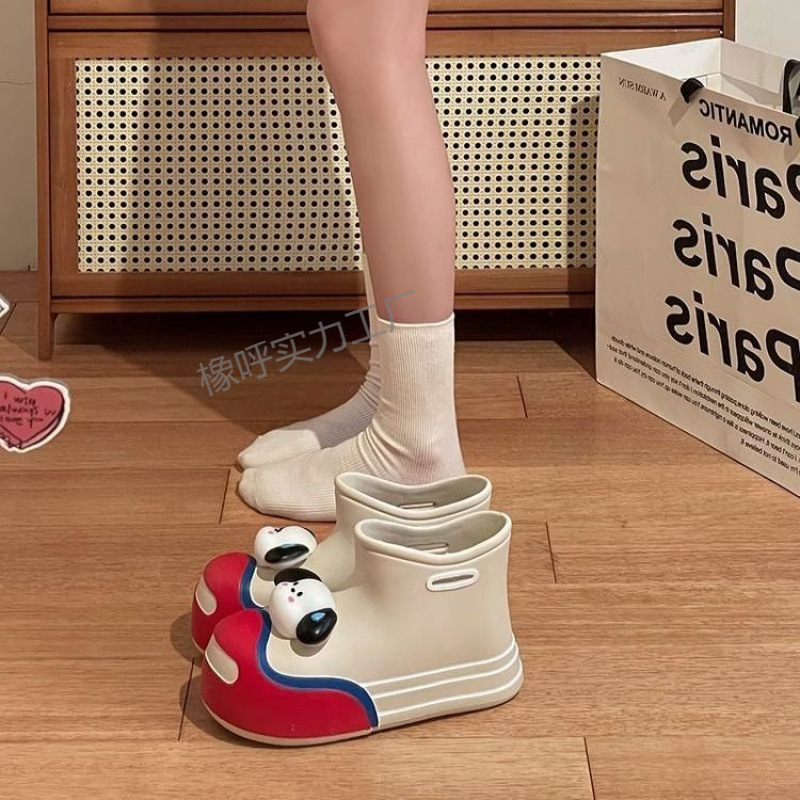 Cute Pacha Dog Short Rain Boots Women's Adult Fashion Outer Wear High-value Young Beautiful All-match Waterproof Rain Boots