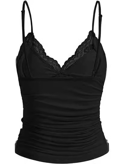 European And American Y2K Lace Vest Pure Color Sexy Slim Fit Inner Wear Spliced French Women's Sling Street