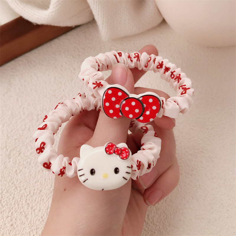 Cute Bowknot Cat Hair Rope Girls' Sweet High Elastic Small Intestinal Ring Rubber Tendon All-match Hair Rope Hair Accessories