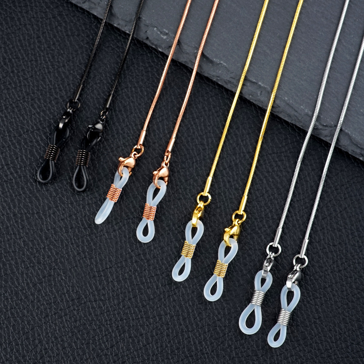 Sunglasses Hanging Chain Titanium Steel Snake Bone Necklace Round Snake Glasses Chain Women's Neck Hanging Mask Rope Lanyard Glasses Chain