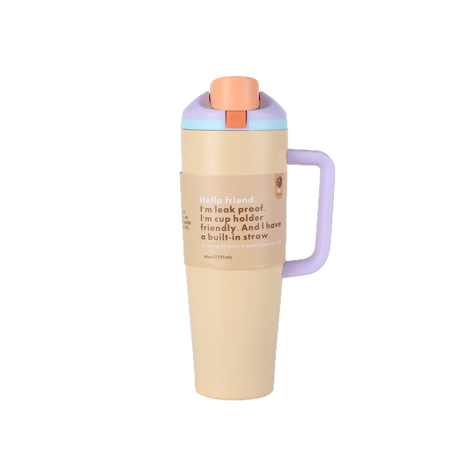 304 Stainless Steel Ulated Water Bottle With Handle, Fruit Cup With Straw, American Style Car Water Bottle